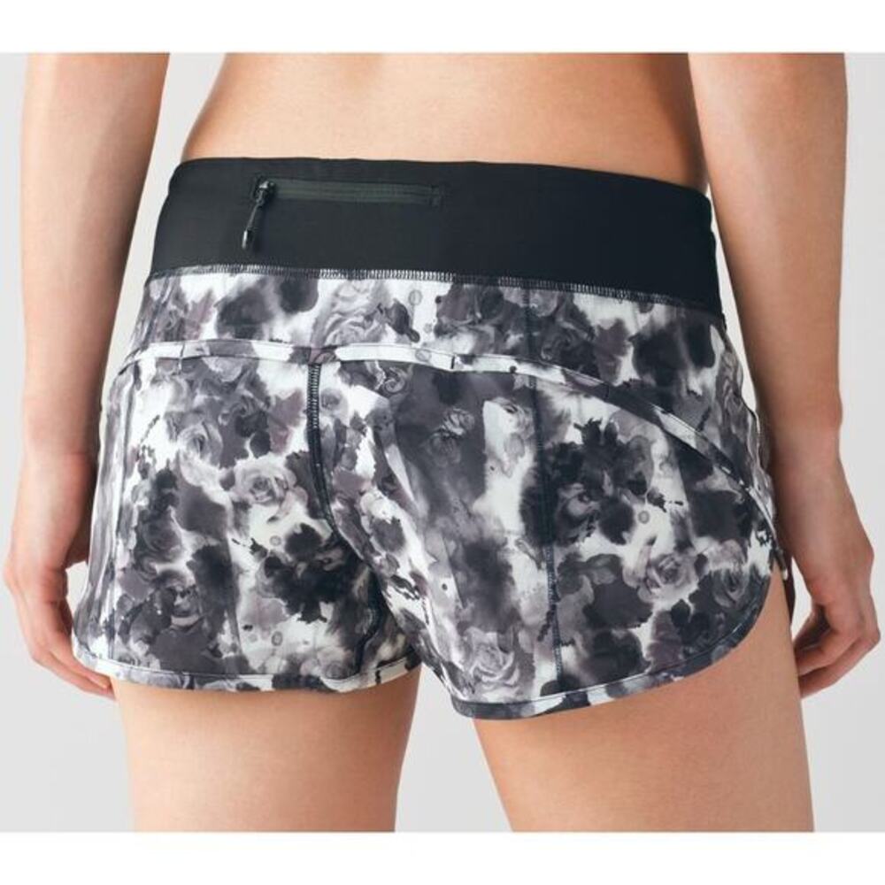 Lululemon‎ black gray roses speed shorts